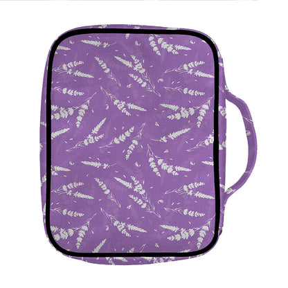 Purple And White Lavender Pattern Print Front Pocket Bible Bag