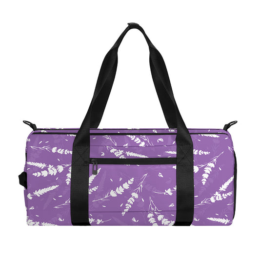 Purple And White Lavender Pattern Print Gym Bag