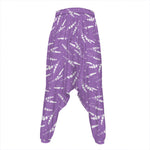 Purple And White Lavender Pattern Print Hammer Pants