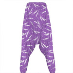 Purple And White Lavender Pattern Print Hammer Pants