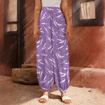 Purple And White Lavender Pattern Print Harem Pants