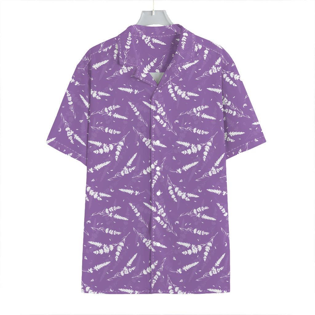 Purple And White Lavender Pattern Print Hawaiian Shirt