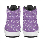 Purple And White Lavender Pattern Print High Top Leather Sneakers
