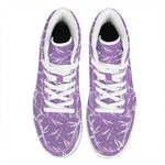 Purple And White Lavender Pattern Print High Top Leather Sneakers