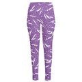 Purple And White Lavender Pattern Print High-Waisted Pocket Leggings