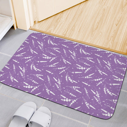 Purple And White Lavender Pattern Print Indoor Door Mat