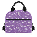 Purple And White Lavender Pattern Print Insulated Lunch Bag