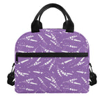 Purple And White Lavender Pattern Print Insulated Lunch Bag