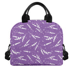 Purple And White Lavender Pattern Print Insulated Lunch Bag