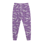 Purple And White Lavender Pattern Print Jogger Pants