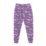 Purple And White Lavender Pattern Print Jogger Pants