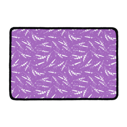 Purple And White Lavender Pattern Print Kitchen Mat