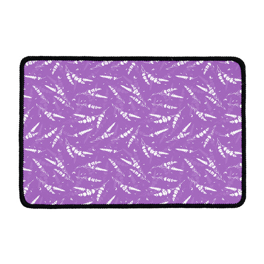 Purple And White Lavender Pattern Print Kitchen Mat