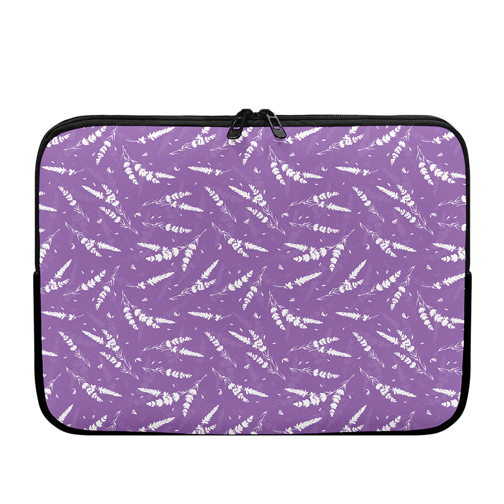 Purple And White Lavender Pattern Print Laptop Sleeve