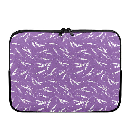 Purple And White Lavender Pattern Print Laptop Sleeve