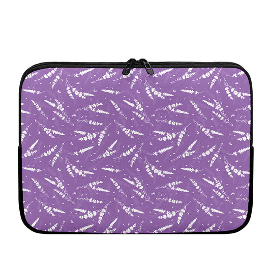 Purple And White Lavender Pattern Print Laptop Sleeve
