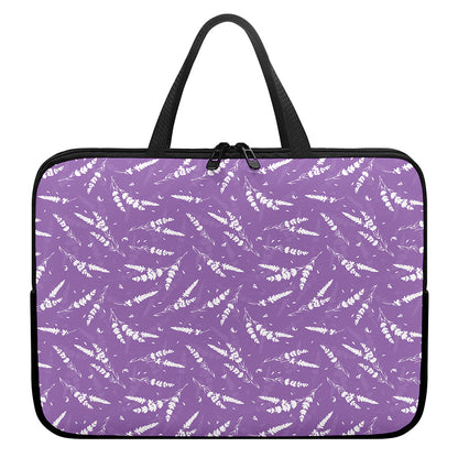 Purple And White Lavender Pattern Print Laptop Sleeve With Handle