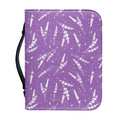 Purple And White Lavender Pattern Print Leather Bible Cover