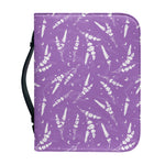 Purple And White Lavender Pattern Print Leather Bible Cover