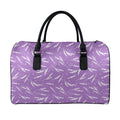 Purple And White Lavender Pattern Print Leather Duffel Bag