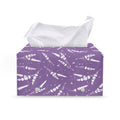 Purple And White Lavender Pattern Print Leather Tissue Box Cover