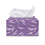 Purple And White Lavender Pattern Print Leather Tissue Box Cover