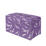 Purple And White Lavender Pattern Print Leather Tissue Box Cover