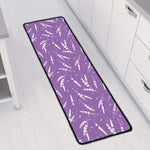 Purple And White Lavender Pattern Print Long Kitchen Mat