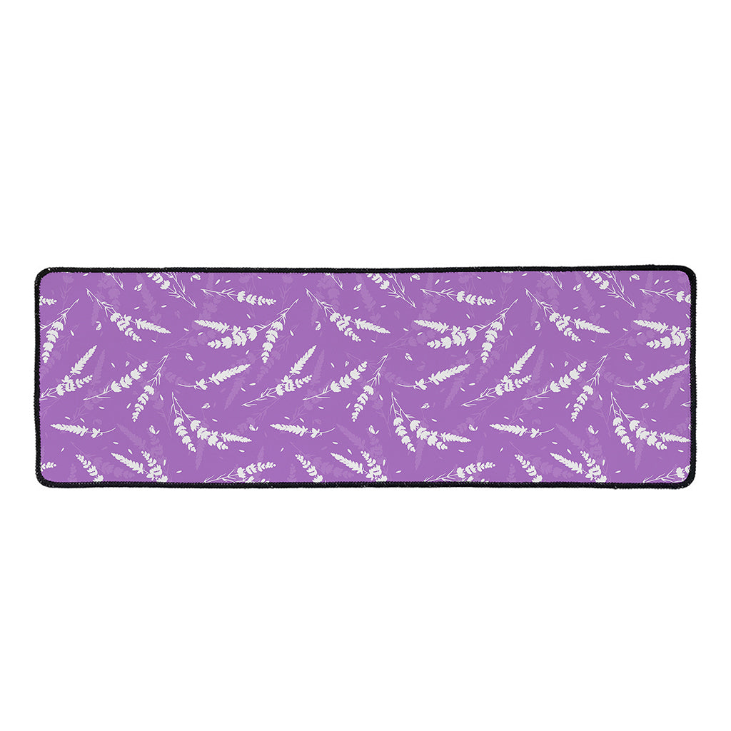Purple And White Lavender Pattern Print Long Kitchen Mat