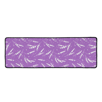 Purple And White Lavender Pattern Print Long Kitchen Mat