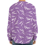 Purple And White Lavender Pattern Print Long Sleeve Baseball Jersey