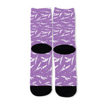 Purple And White Lavender Pattern Print Long Socks