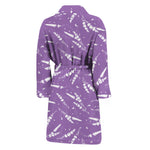 Purple And White Lavender Pattern Print Men's Bathrobe
