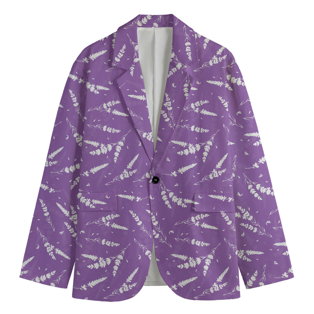 Purple And White Lavender Pattern Print Men's Blazer