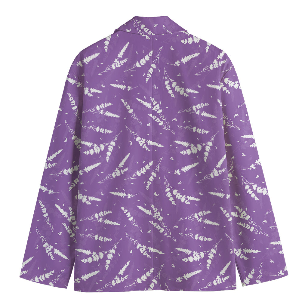 Purple And White Lavender Pattern Print Men's Blazer