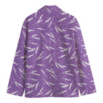Purple And White Lavender Pattern Print Men's Blazer