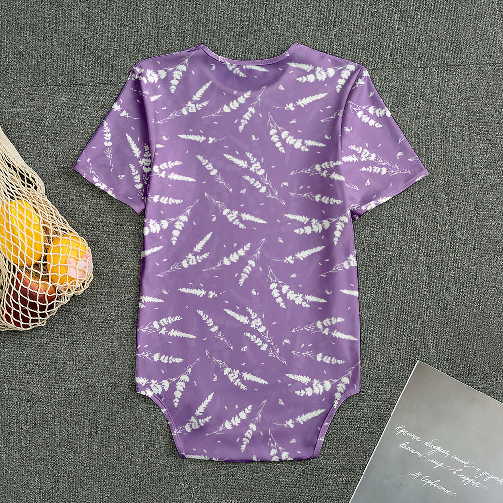 Purple And White Lavender Pattern Print Men's Bodysuit