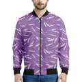 Purple And White Lavender Pattern Print Men's Bomber Jacket