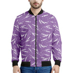Purple And White Lavender Pattern Print Men's Bomber Jacket