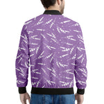 Purple And White Lavender Pattern Print Men's Bomber Jacket