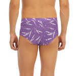 Purple And White Lavender Pattern Print Men's Briefs