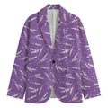 Purple And White Lavender Pattern Print Men's Cotton Blazer
