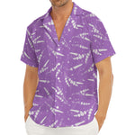 Purple And White Lavender Pattern Print Men's Deep V-Neck Shirt