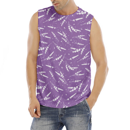 Purple And White Lavender Pattern Print Men's Fitness Tank Top