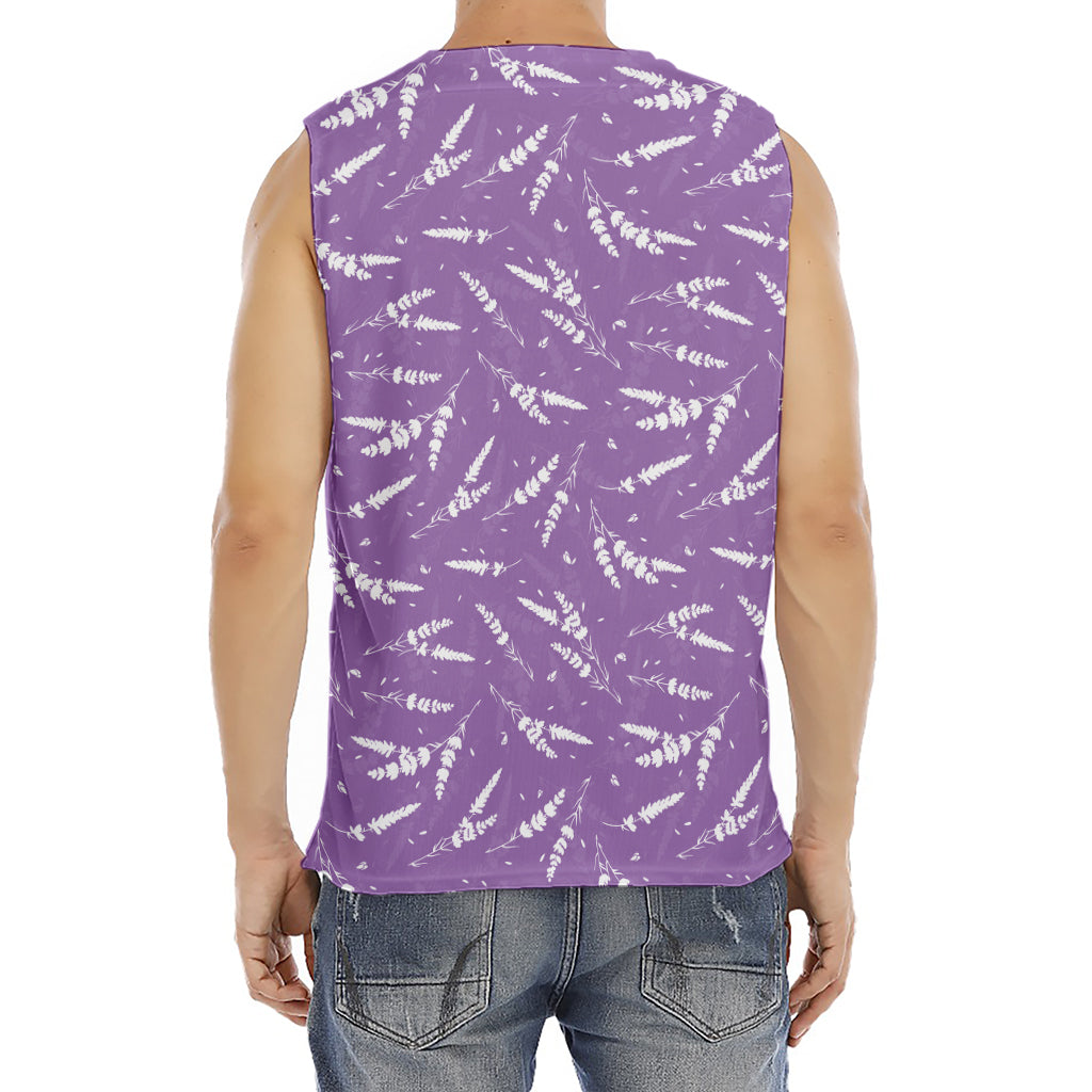 Purple And White Lavender Pattern Print Men's Fitness Tank Top