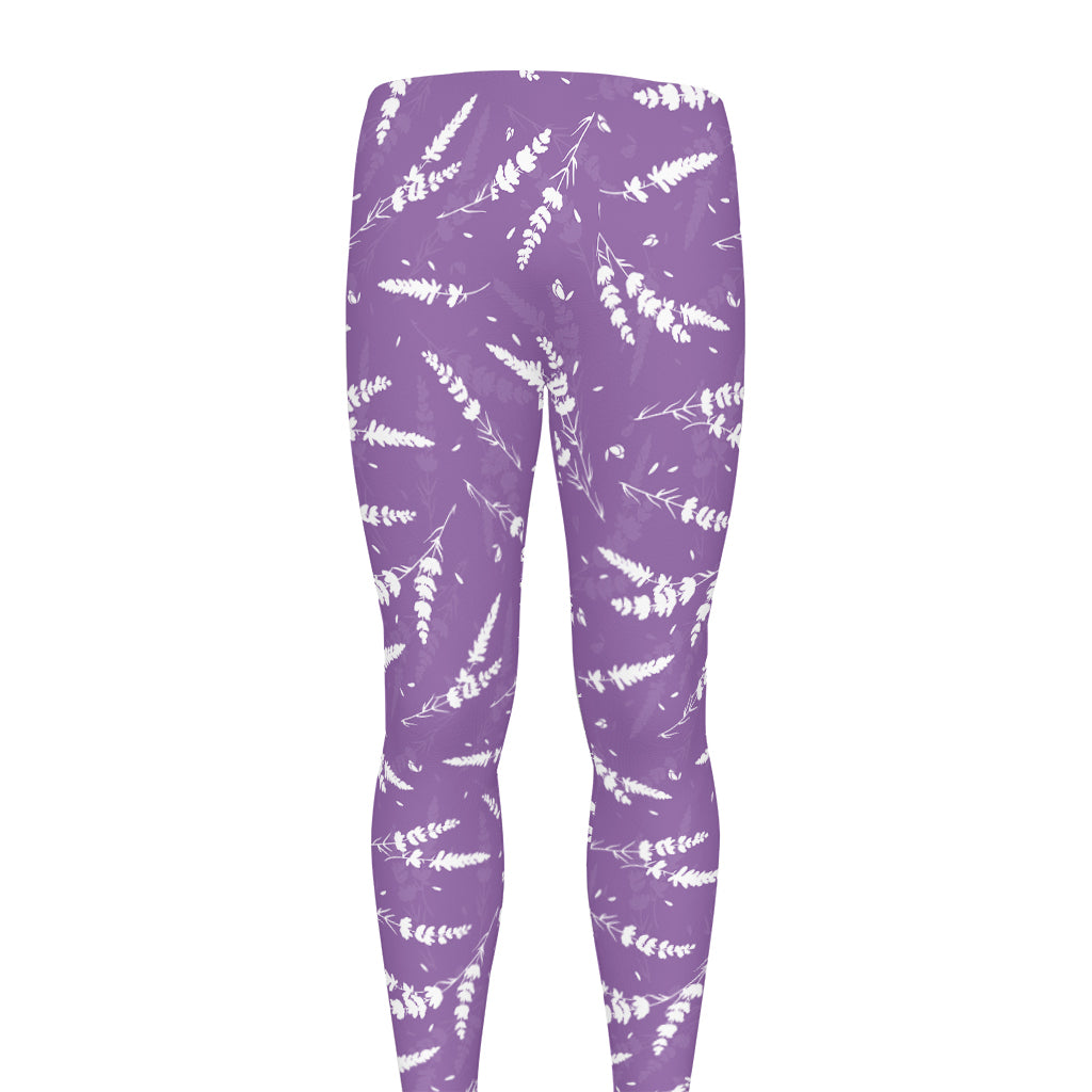 Purple And White Lavender Pattern Print Men's leggings