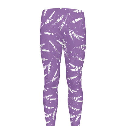 Purple And White Lavender Pattern Print Men's leggings
