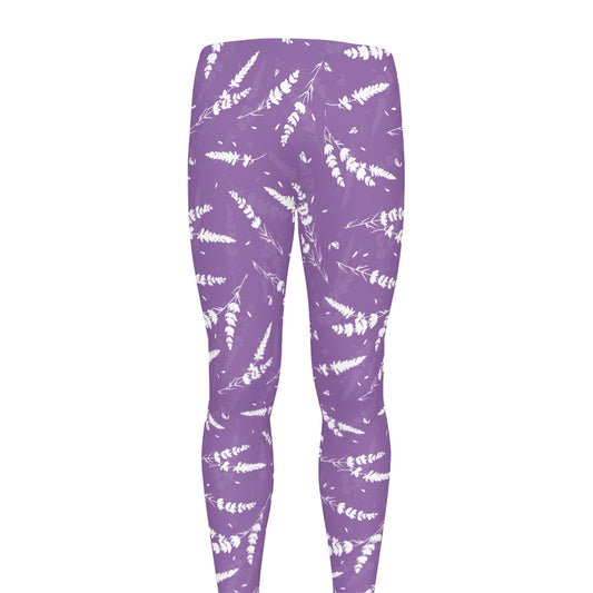 Purple And White Lavender Pattern Print Men's leggings