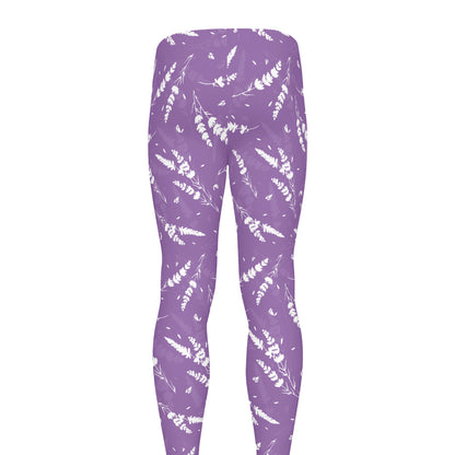 Purple And White Lavender Pattern Print Men's leggings