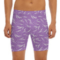 Purple And White Lavender Pattern Print Men's Long Boxer Briefs